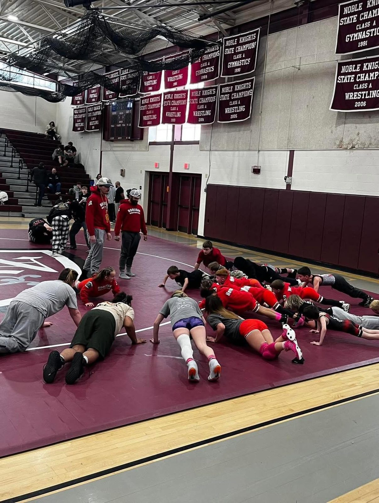 Team practice pushups